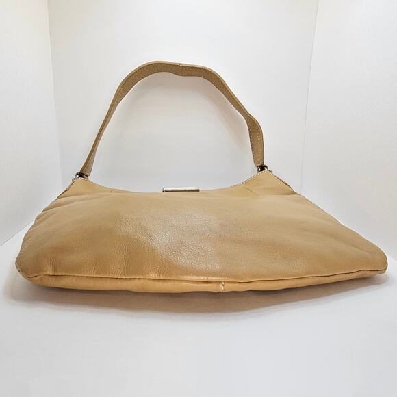 Via Spiga Leather Tan & White Baguette Purse - Picture 3 of 11